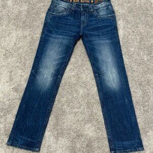 Rock Revival Albus Straight Blue Denim Jeans Mens Size 32